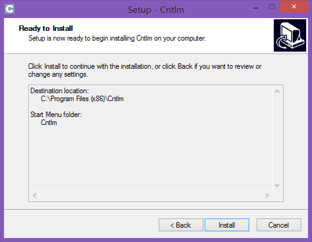 Installing CNTLM on Windows 5