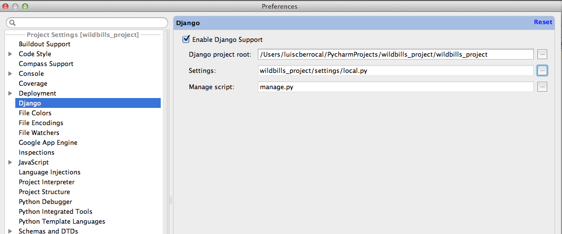 Configure Django Support